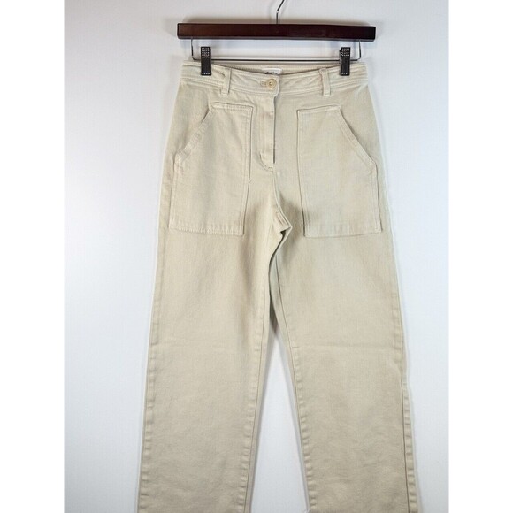 Aritzia Wilfred Free Pants Beige Modern Utility Mid Rise Straight Size 00 2XS - Picture 8 of 11
